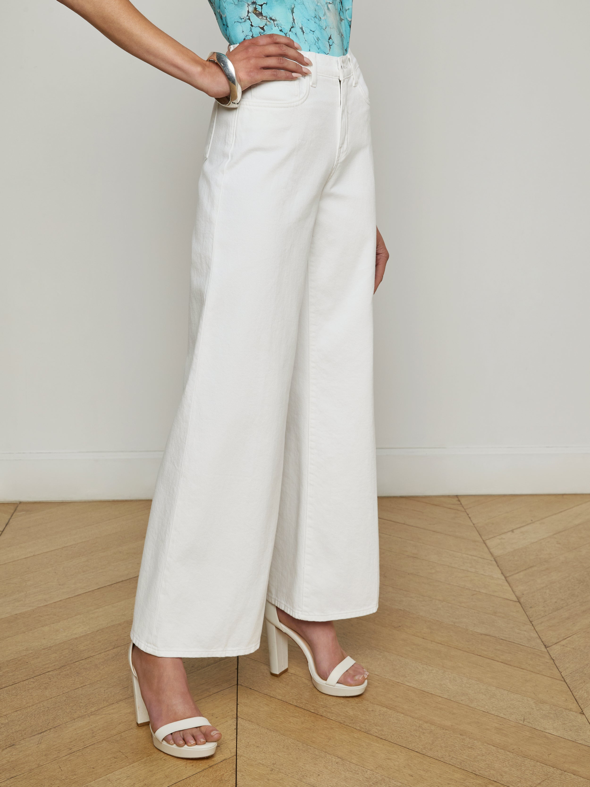 L'Agence Alicent HR Sneaker Wide Leg Jeans
