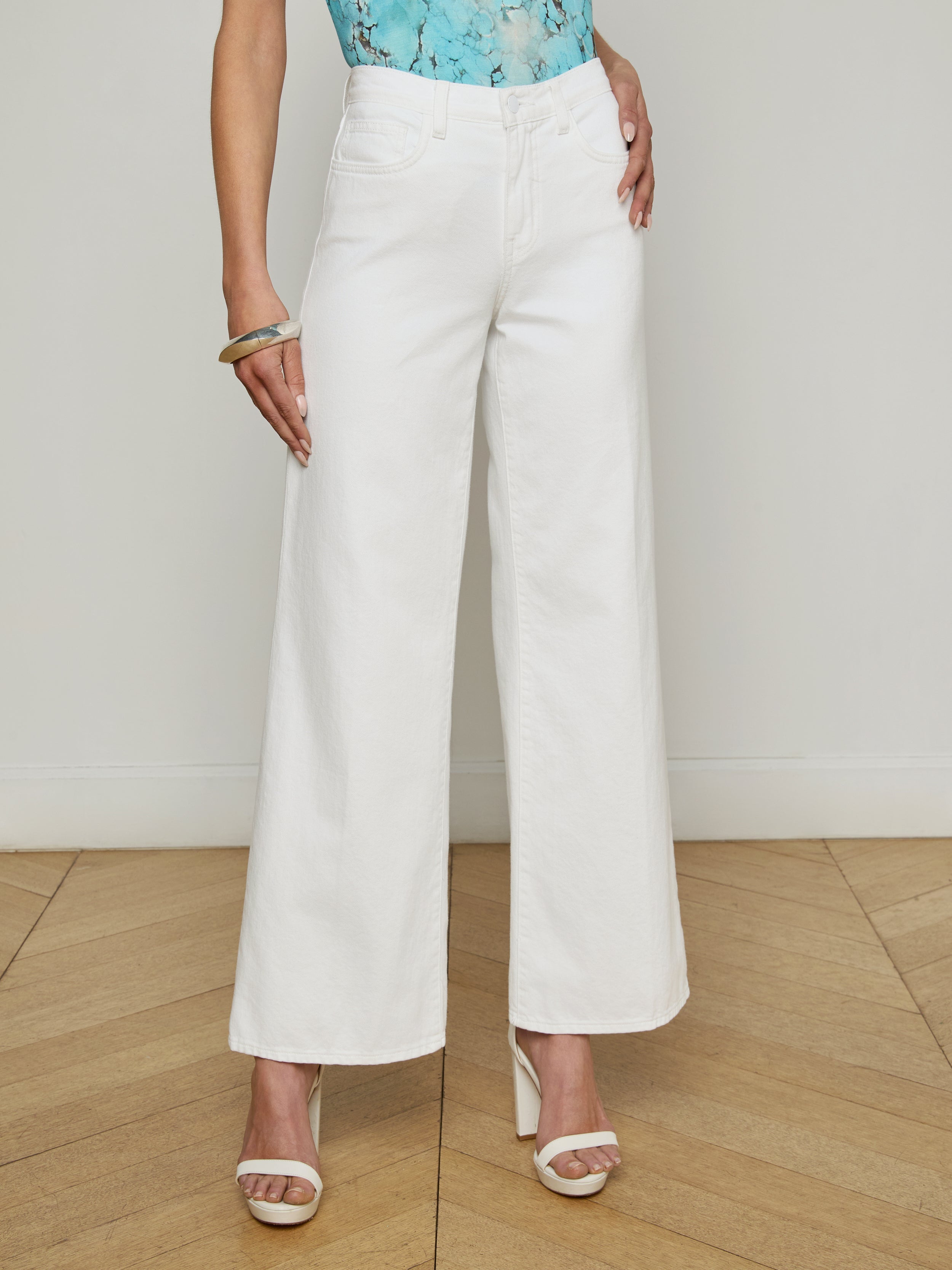 L'Agence Alicent HR Sneaker Wide Leg Jeans