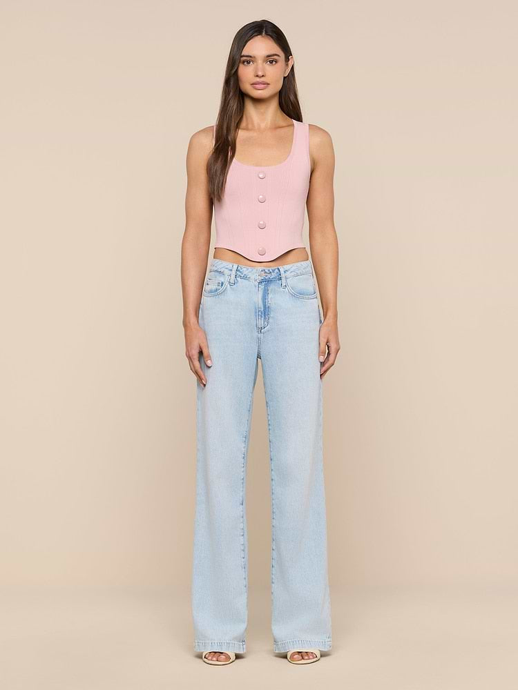 L'Agence Dove Scoop Neck Knit in Misty Pink