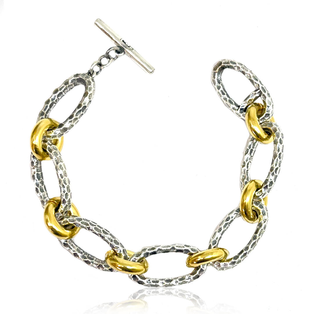 Tat2 Two Tone Hammered Chain Bracelet B340