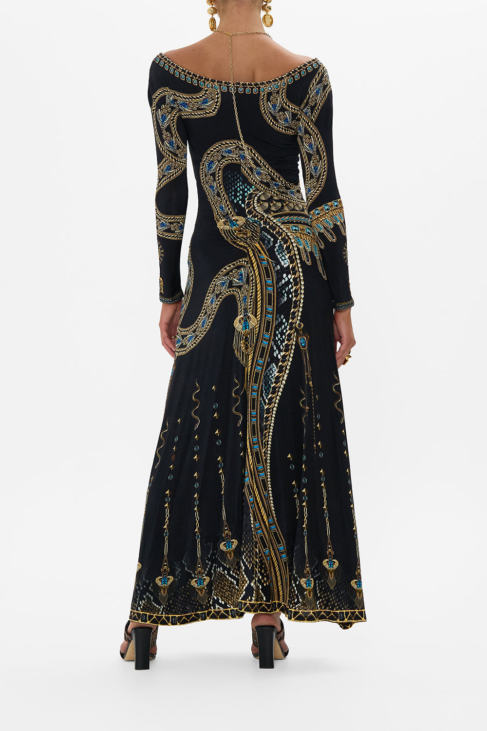 Camilla Ruched Jersey Dress in Black Call Me Cleopatra