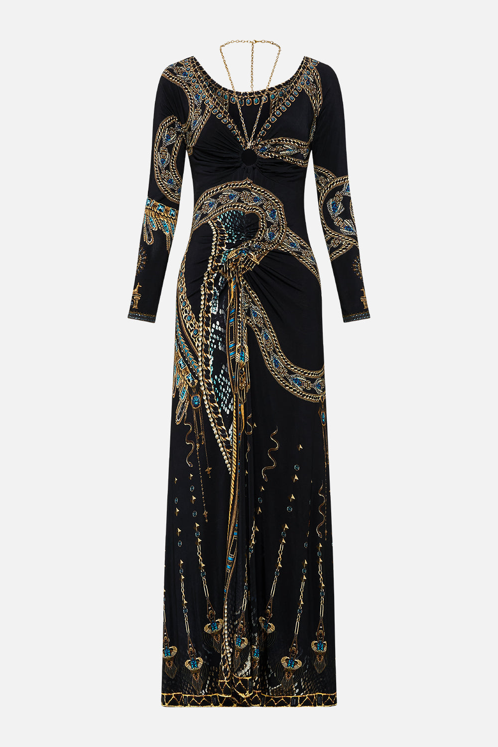 Camilla Ruched Jersey Dress in Black Call Me Cleopatra