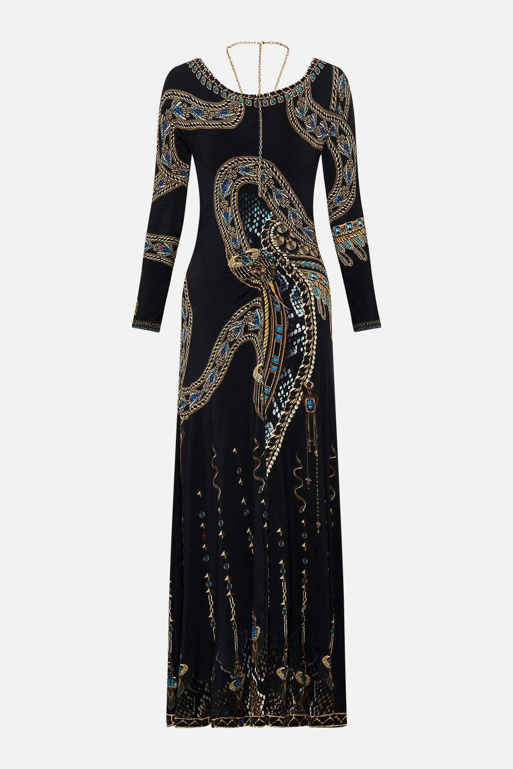 Camilla Ruched Jersey Dress in Black Call Me Cleopatra