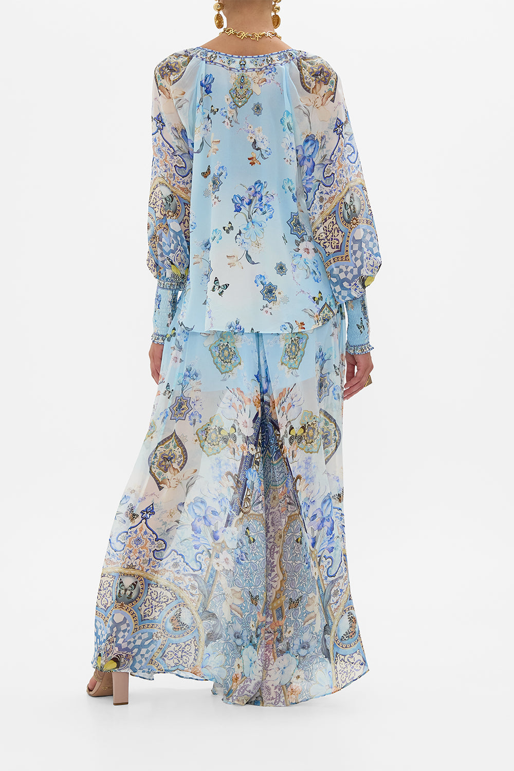 Camilla Shirred Cuff Blouse in Al Manial Palace Memoirs