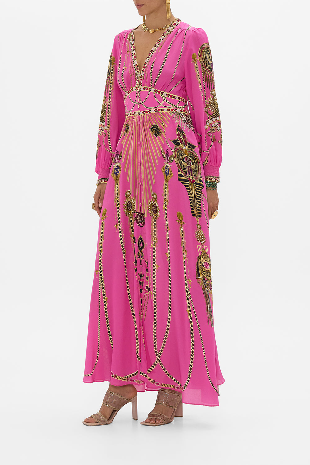 Camilla 32977 Button Dress with Shaped Waistband in Pink