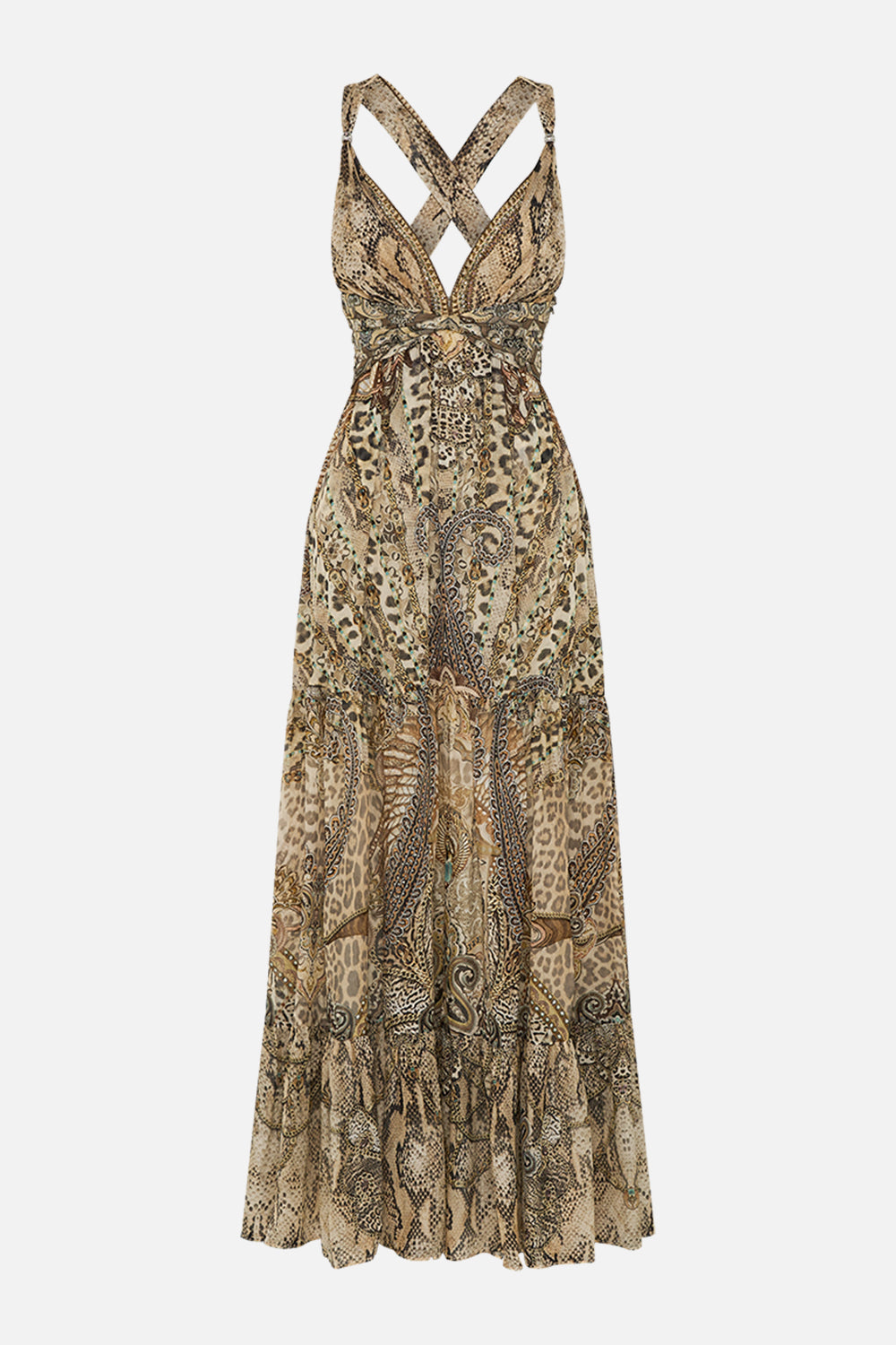 Camilla Bead Strap Gathered Panel Dress The Throne Room in Brown