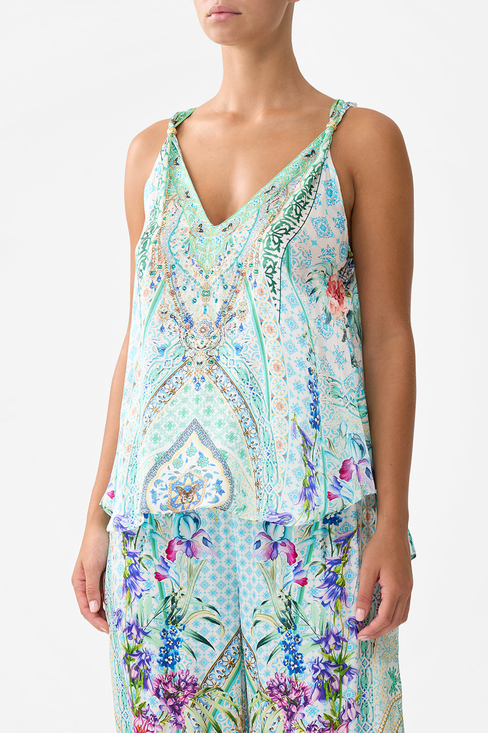 Camilla Tank Top with Strap Bead Detail 33365