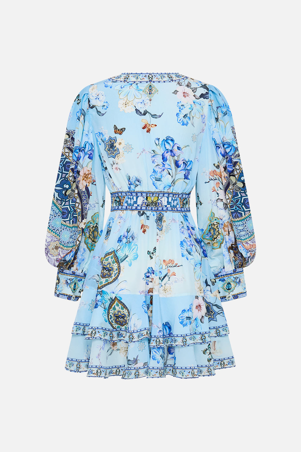 Camilla Button Front Frill Dress in Blue - Al Manial Palace
