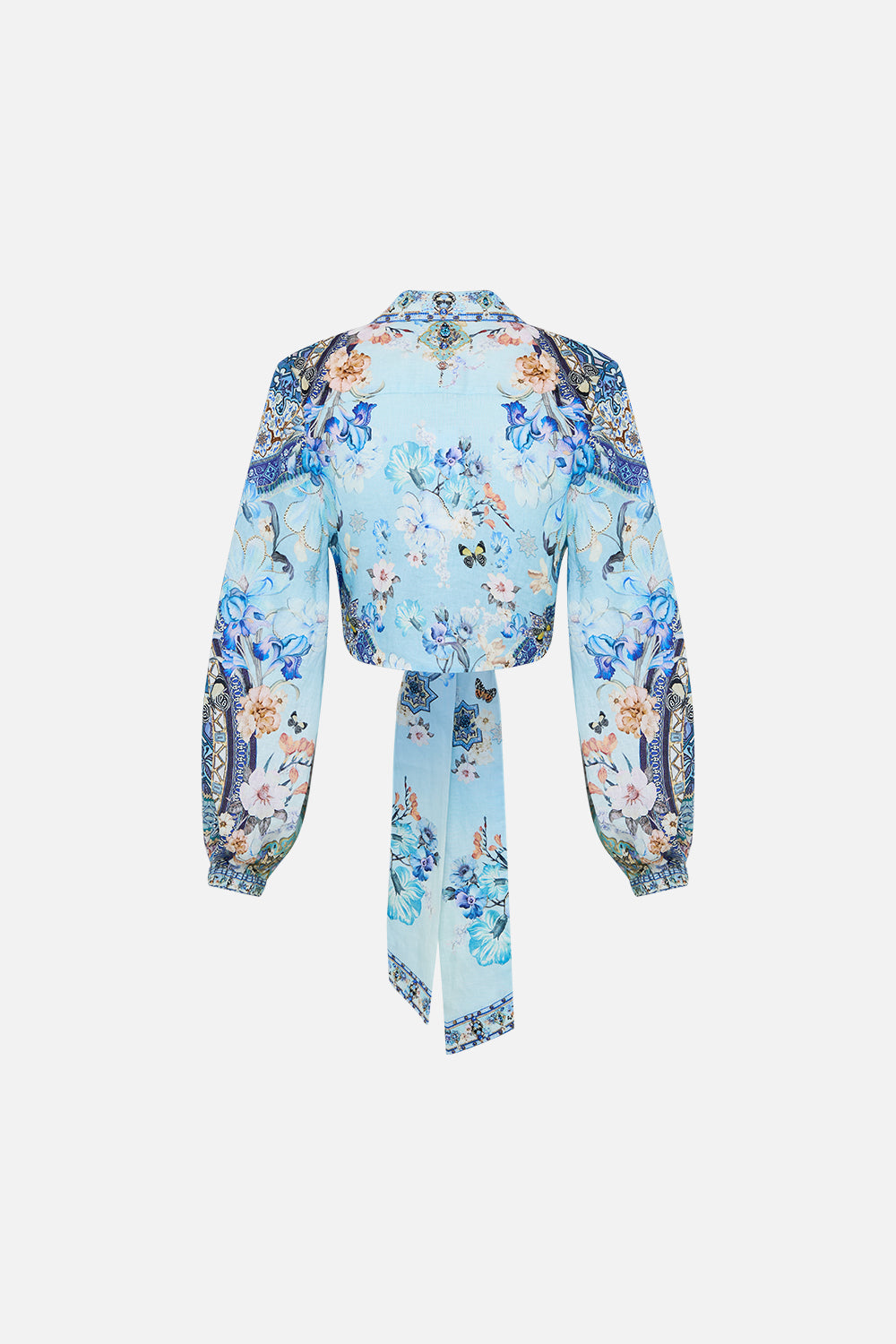 Camilla Cropped Wrap Shirt in Blue - Al Manial Palace