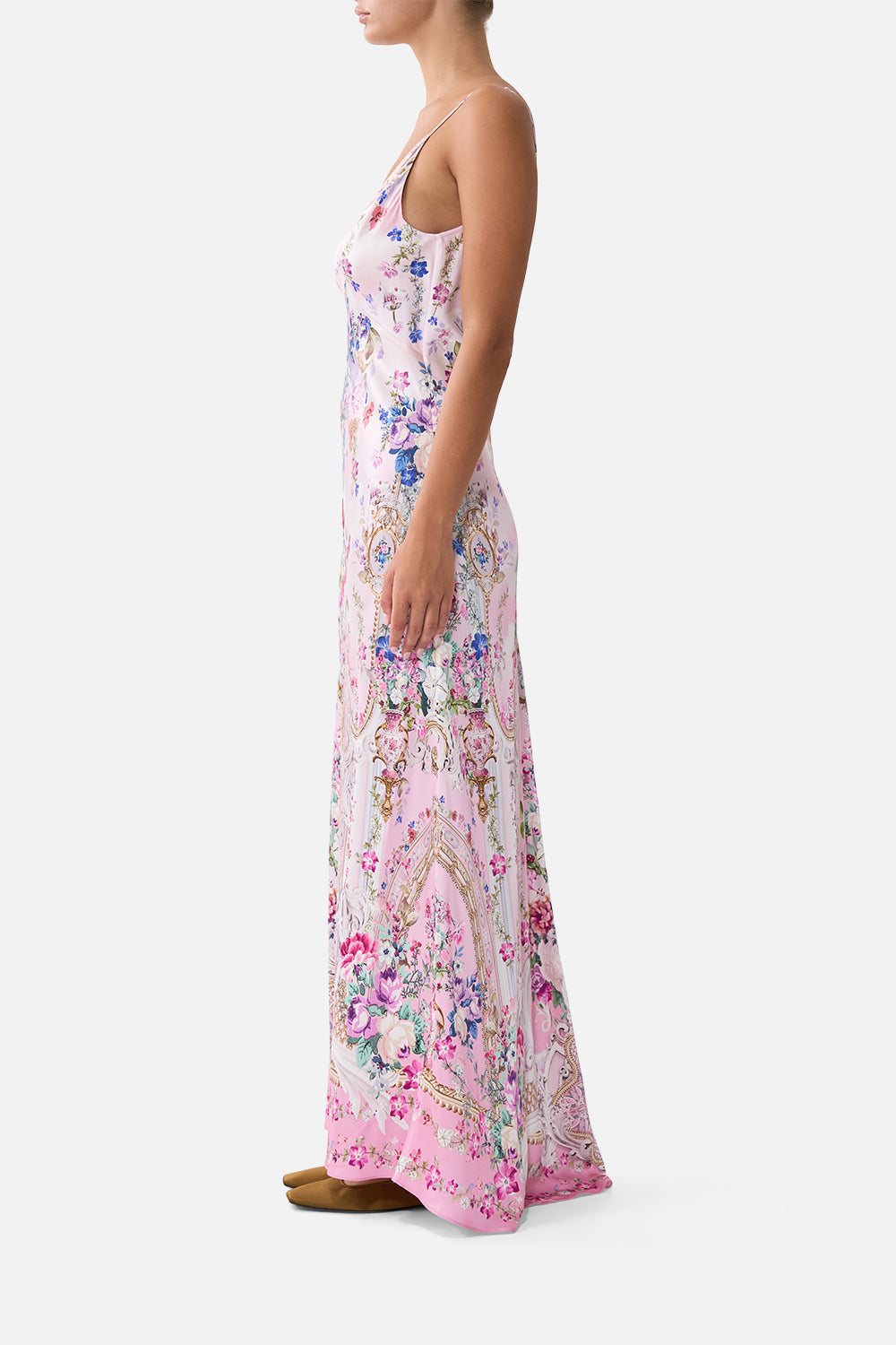 Camilla V Neck Long Bias Slip Dress 00038806