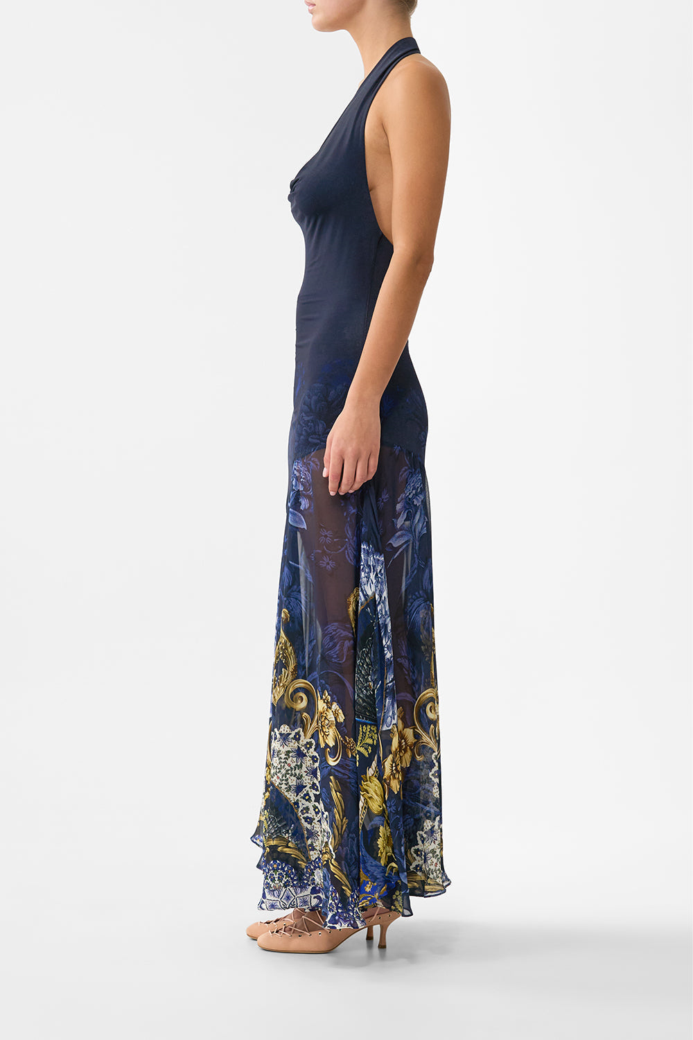 Camilla Cowl Neck Halter Dress 00040219