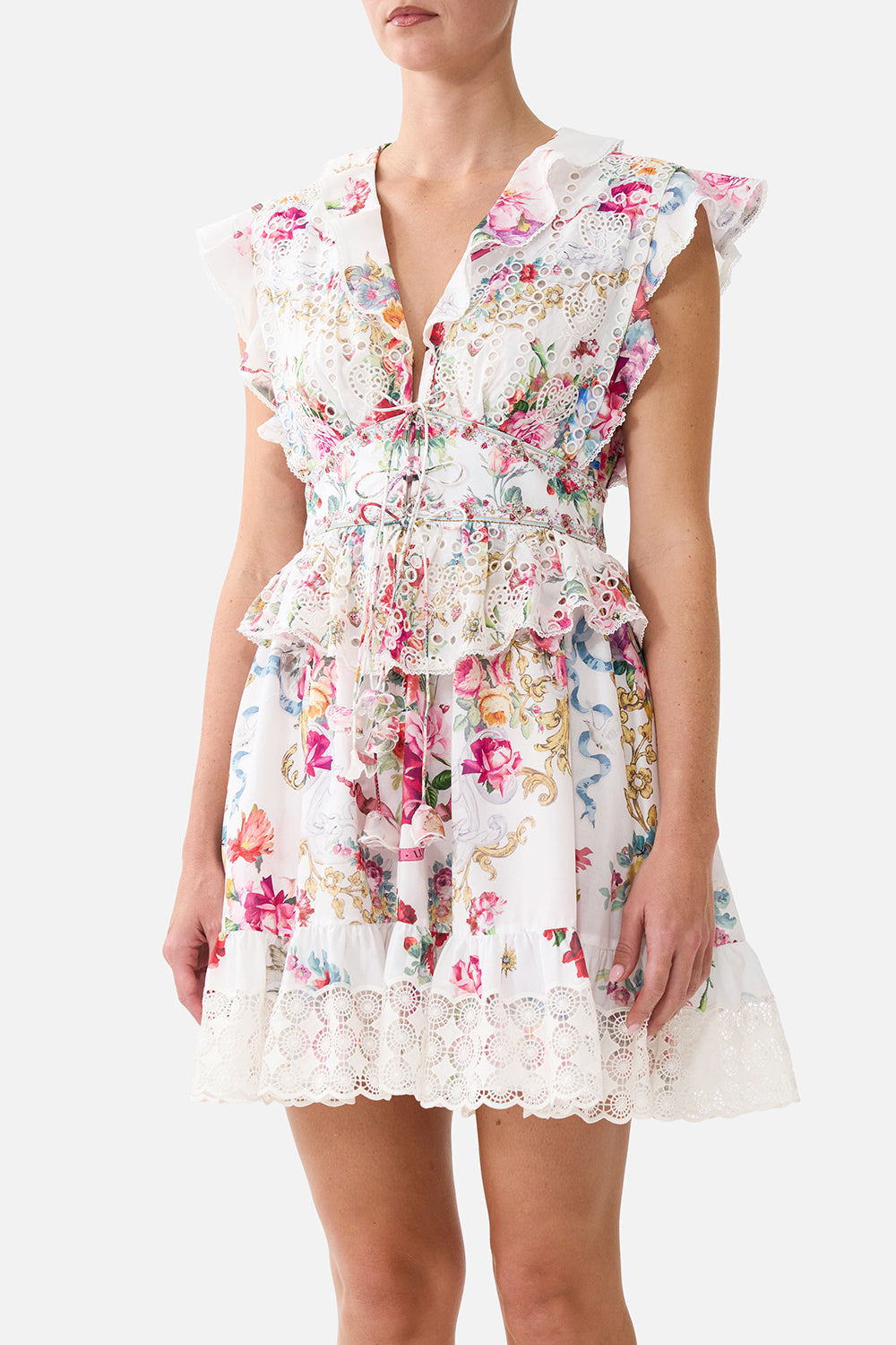 Camilla Waisted Short Dress with Ruffle Details 41266