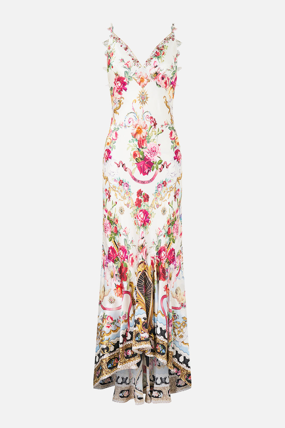 Camilla V Neck Slip Dress With Flounce Hem 41267