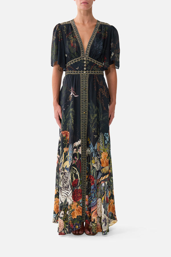 Camilla Shaped Waistband Dress With Flutter Sleeves 00042246