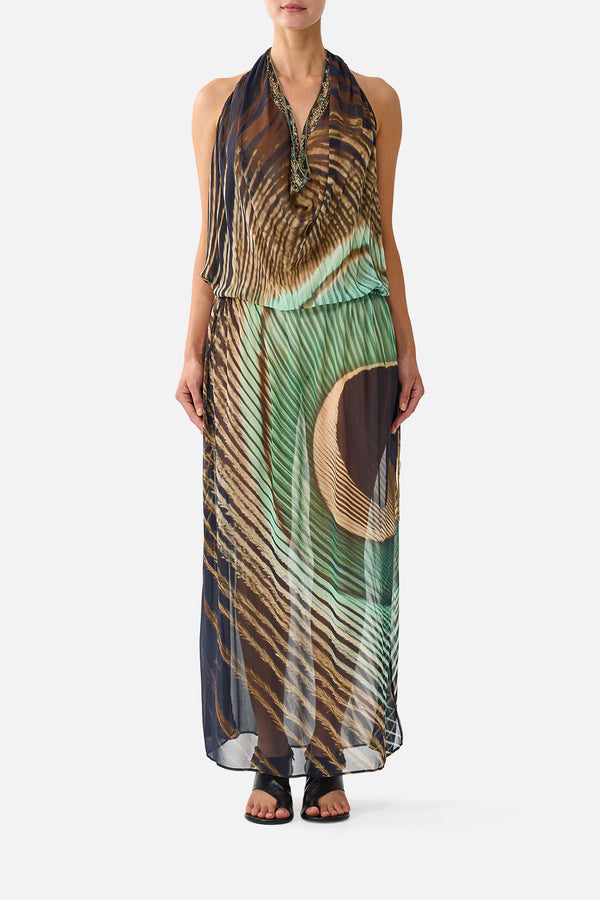 Camilla Drape Front Drawcord Maxi Dress 44001