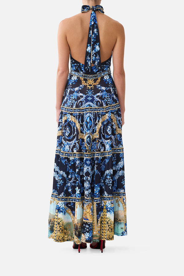 Camilla Halter Jersey Dress with Tiered Skirt 45913