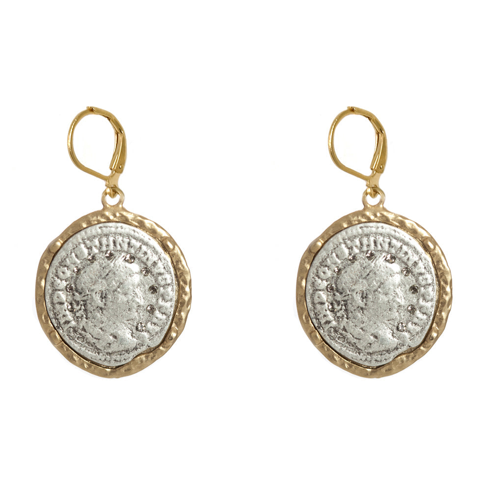 Tat2 Maximianus Coin & Crystal Earrings E207