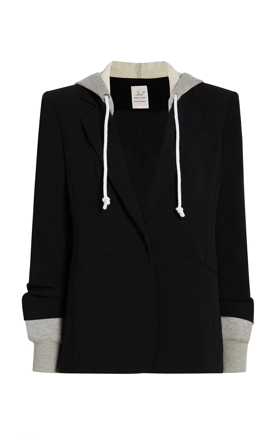 Cinq a Sept Hooded Khloe Jacket ZJ3981319Z in Black/Heather Grey