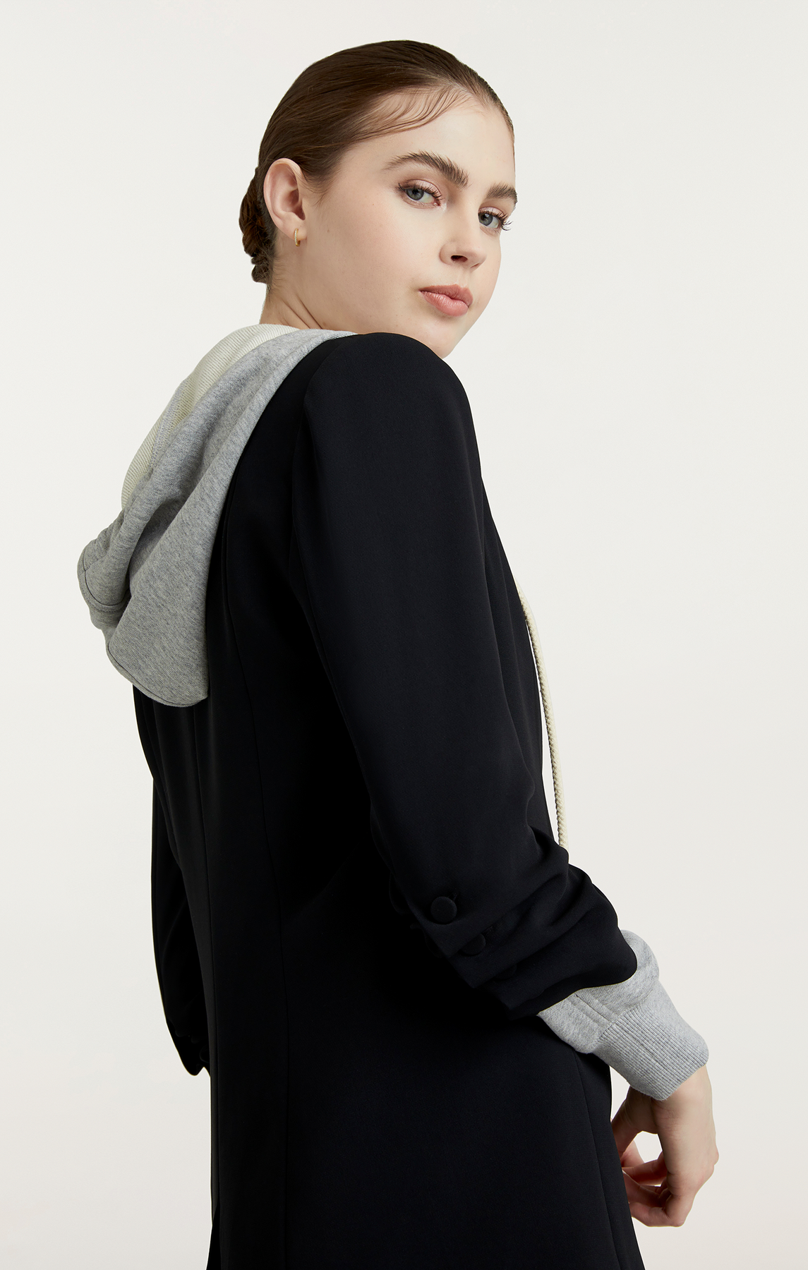 Cinq a Sept Hooded Khloe Jacket ZJ3981319Z in Black/Heather Grey