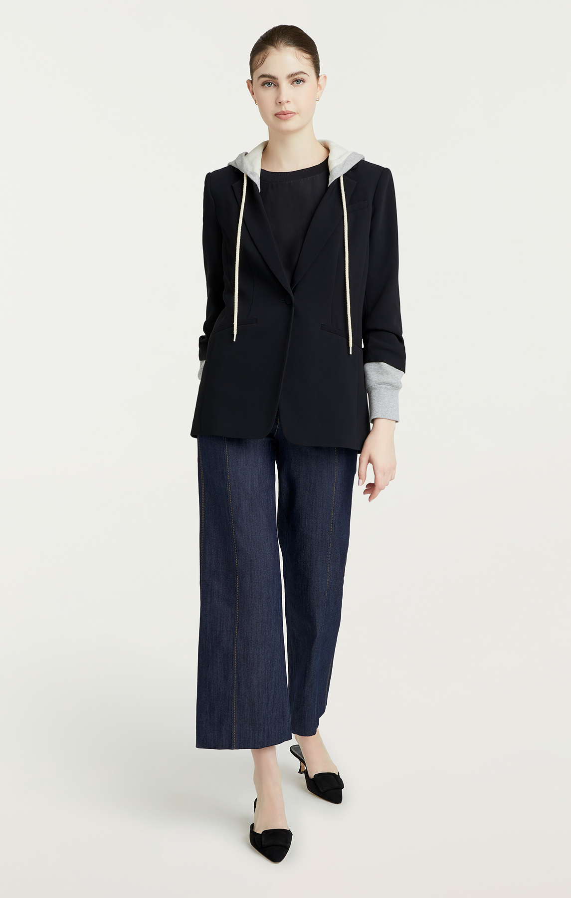 Cinq a Sept Hooded Khloe Jacket ZJ3981319Z in Black/Heather Grey