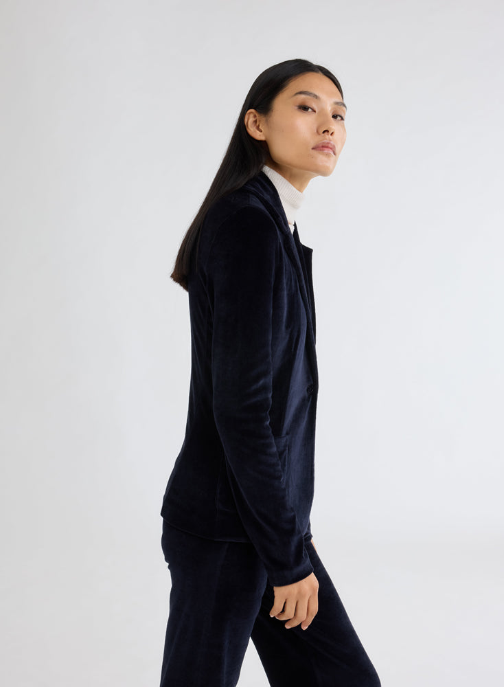 Majestic Filatures Velvet Jacket FVE046 in Navy
