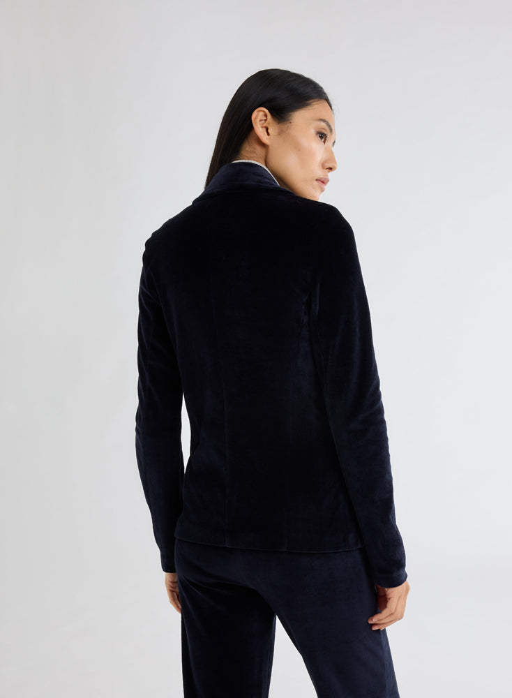 Majestic Filatures Velvet Jacket FVE046 in Navy