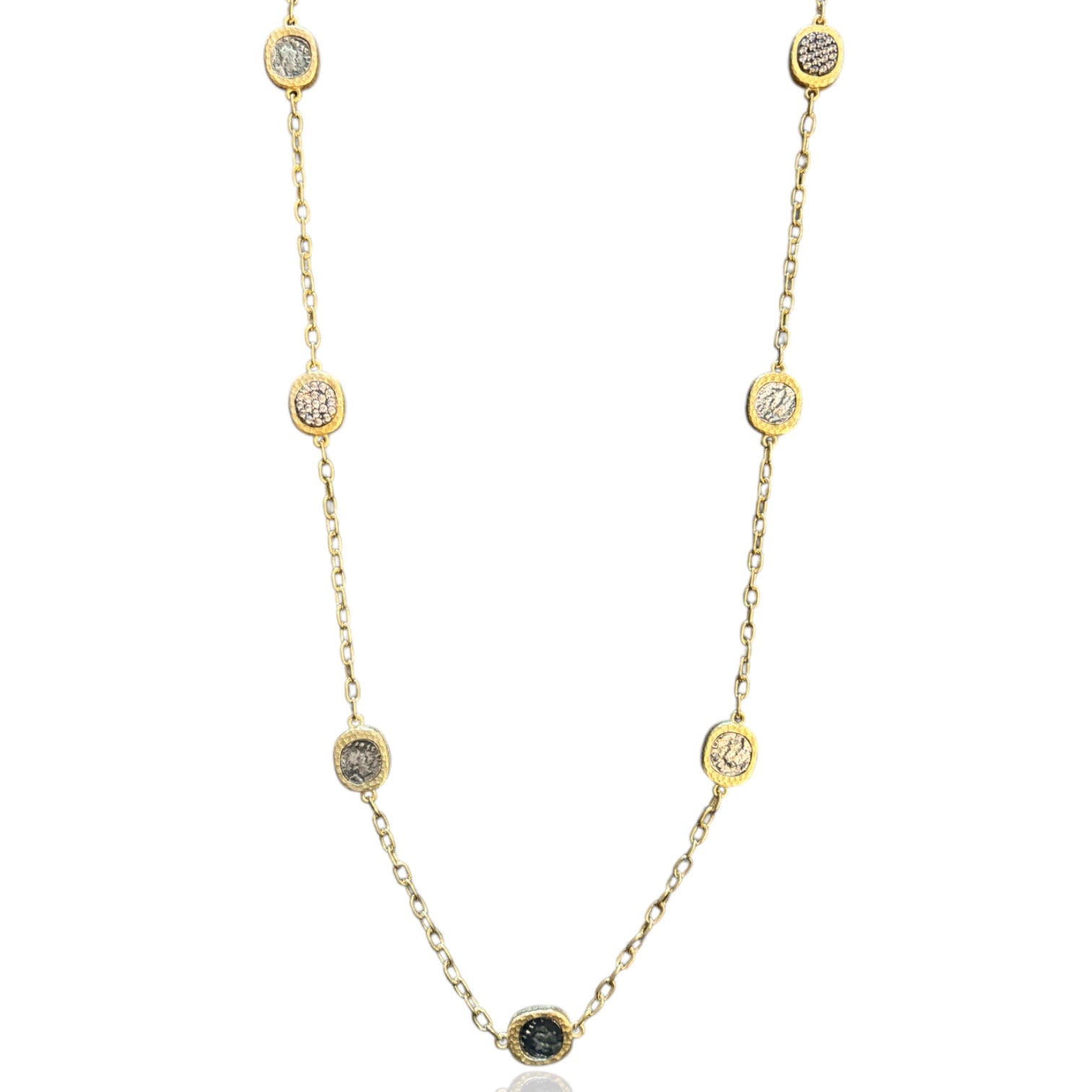 TAT2 N781-GLD Mini Gold Pavia Station Necklace