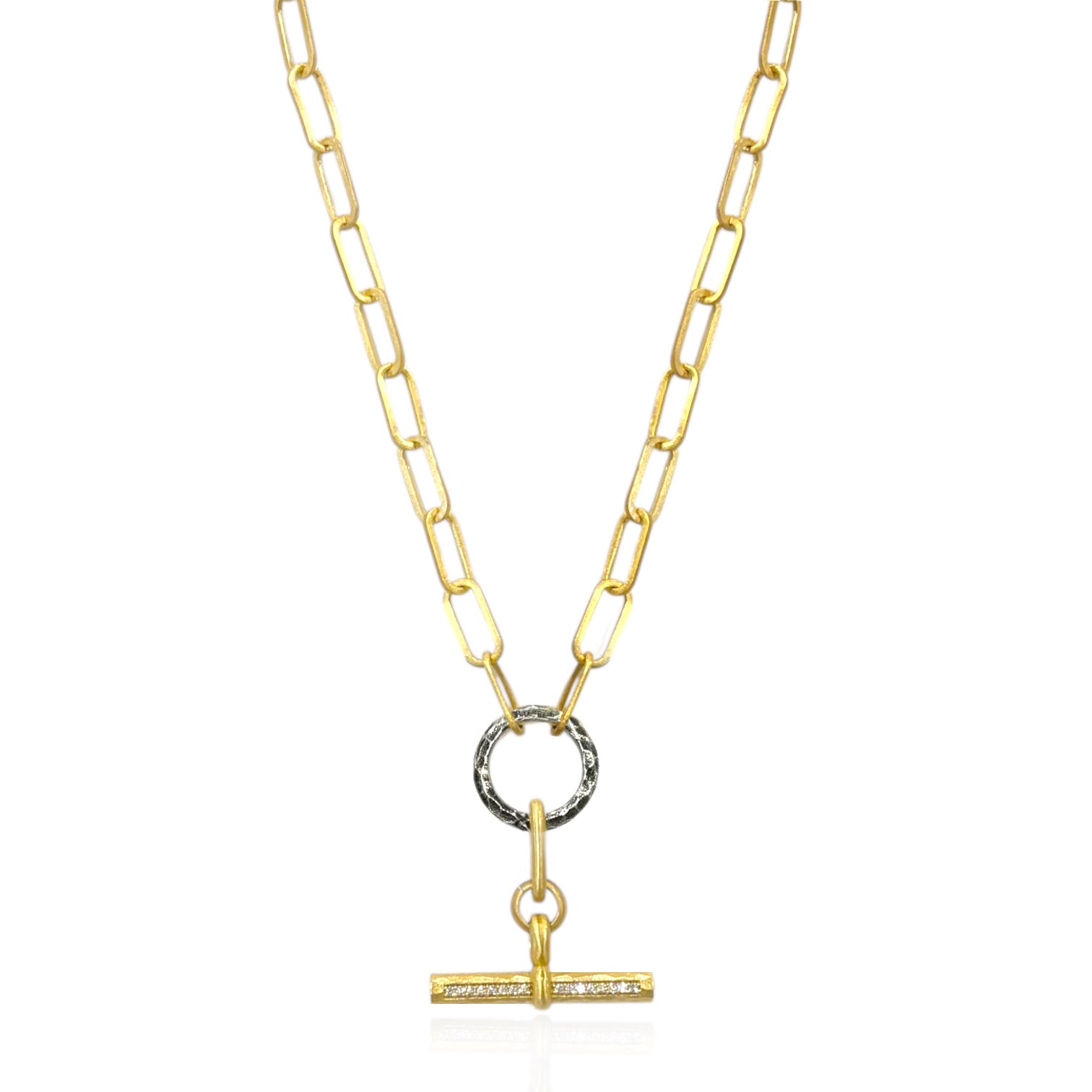 TAT2 N809 Mixed Metal Belle Pave Toggle Necklace in Gold
