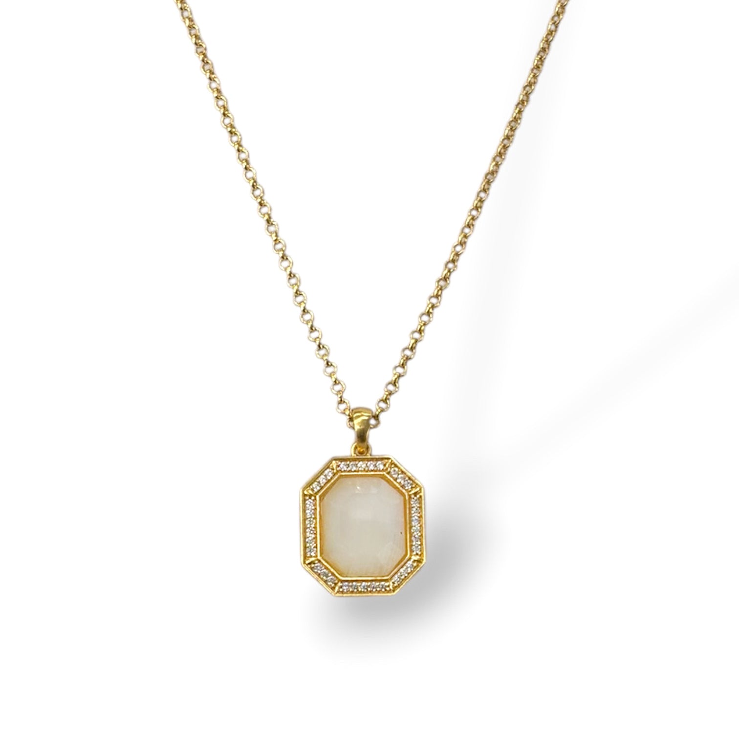 TAT2 N825 Rainbow Moonstone Aster Necklace in Gold