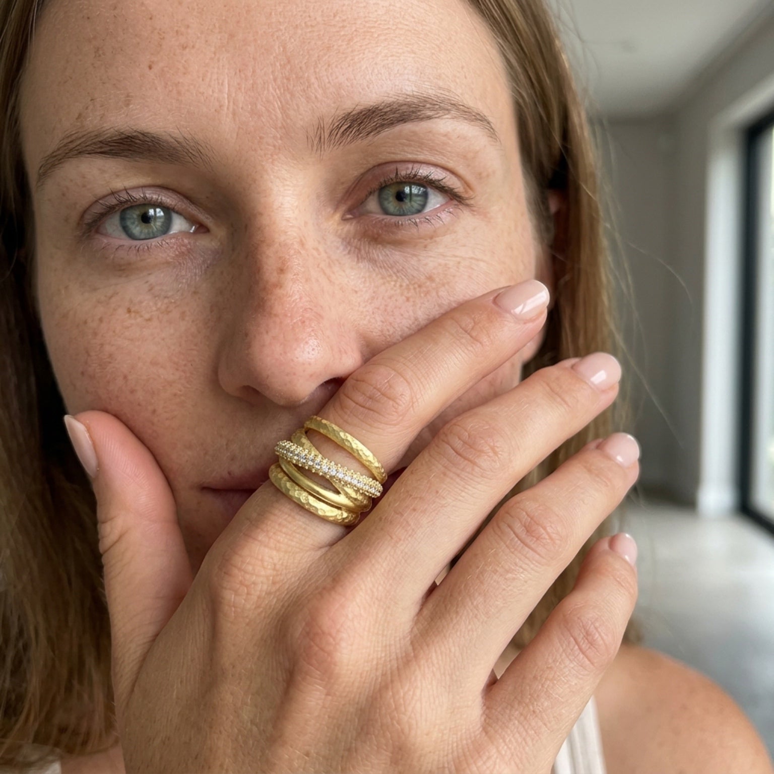 TAT2 R114 Almora Layered Ring in Gold
