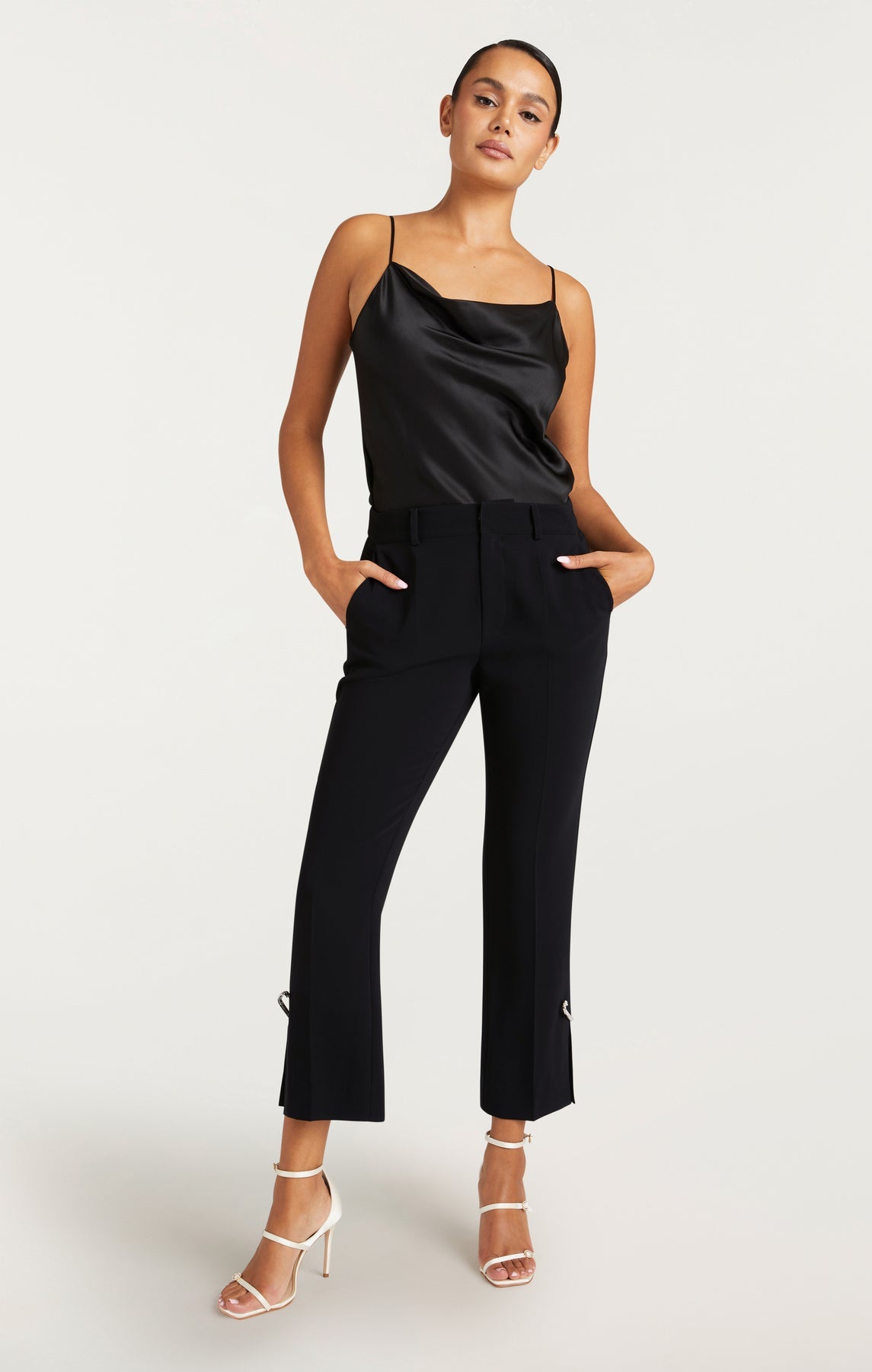 Cinq a Sept Rhinestone Pin Cropped Kerry Pants ZP10121319Z in Black