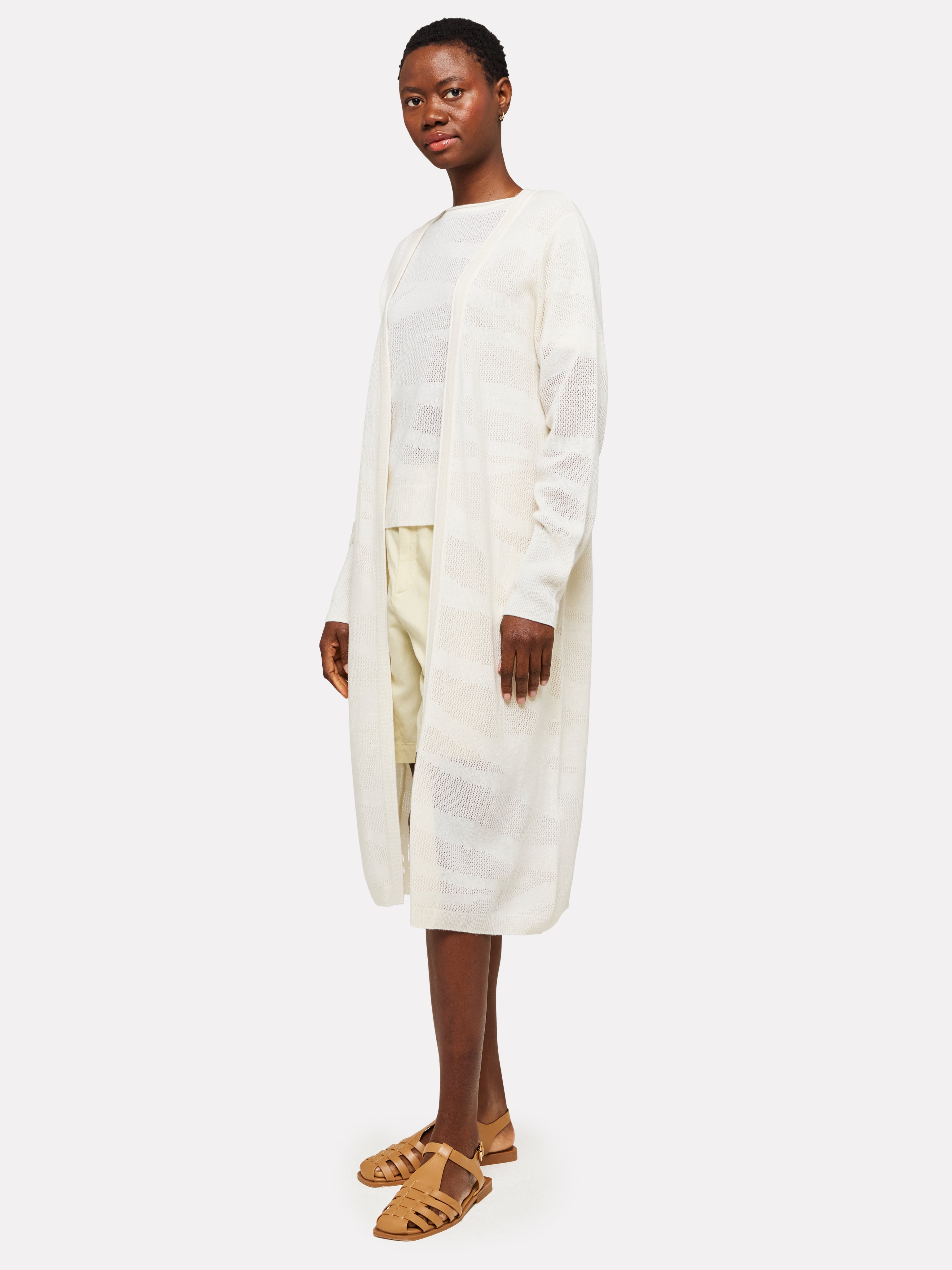 Pointnelle Zebra Maxi Cardi in Cream