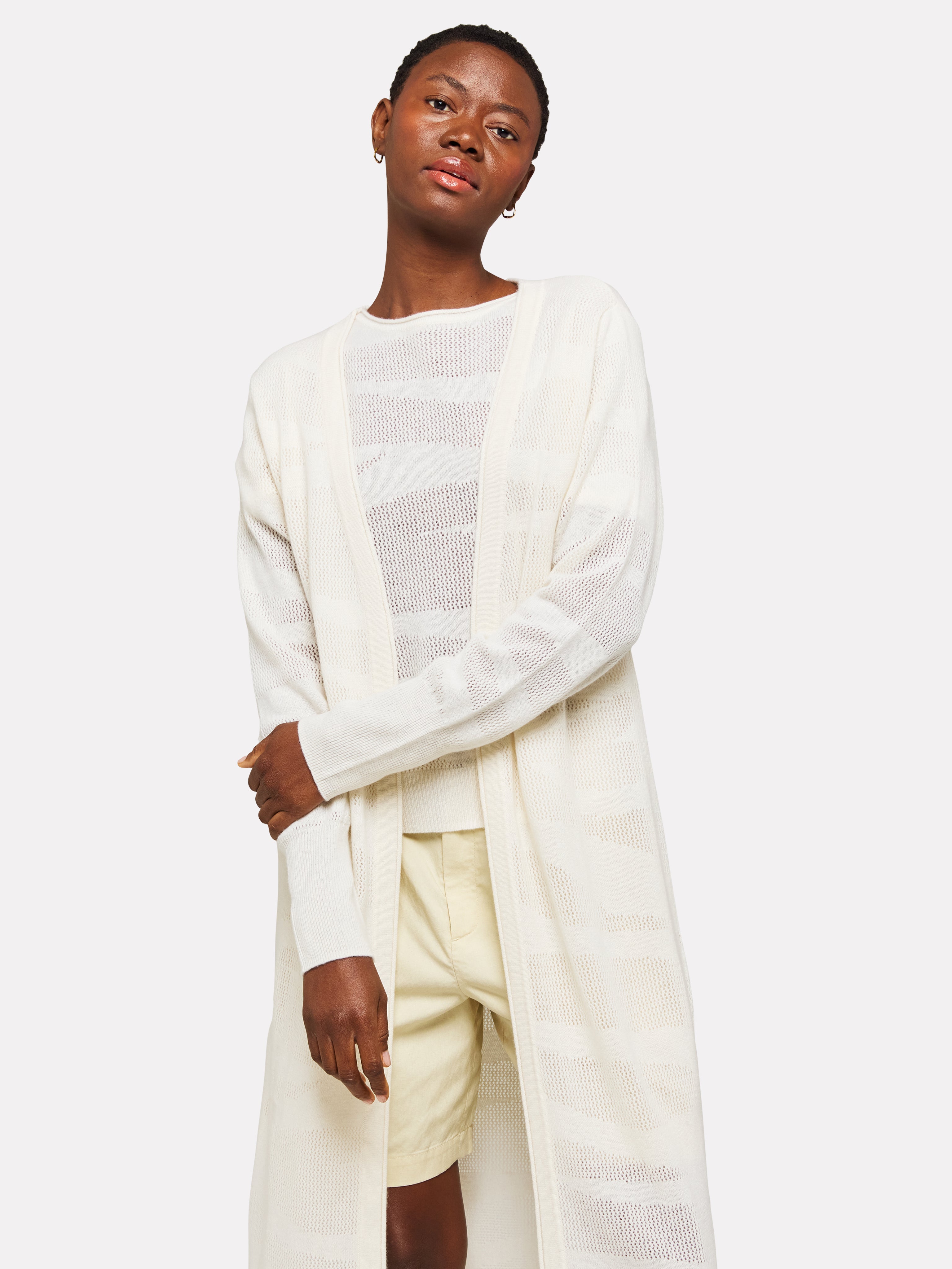 Pointnelle Zebra Maxi Cardi in Cream