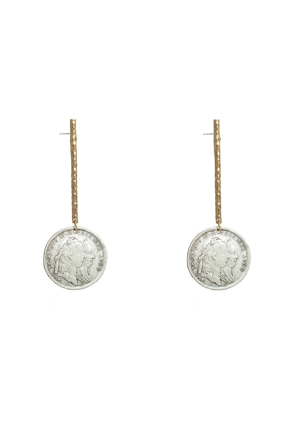 Tat2 Bar & Maria Theresa Coin Drop Earrings E203