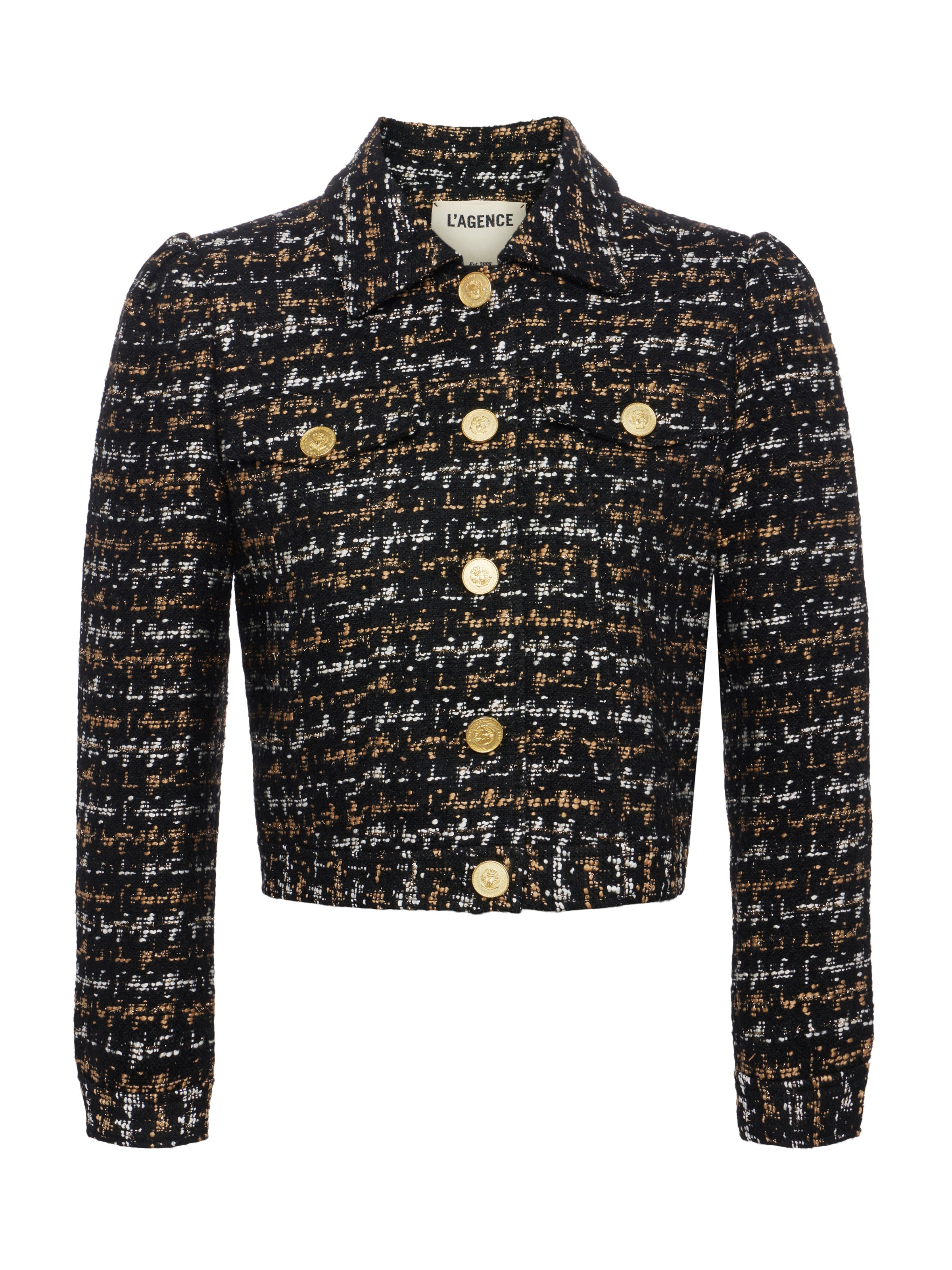 L'Agence Kasey Tweed Jacket 1777AZS in Black/Tan