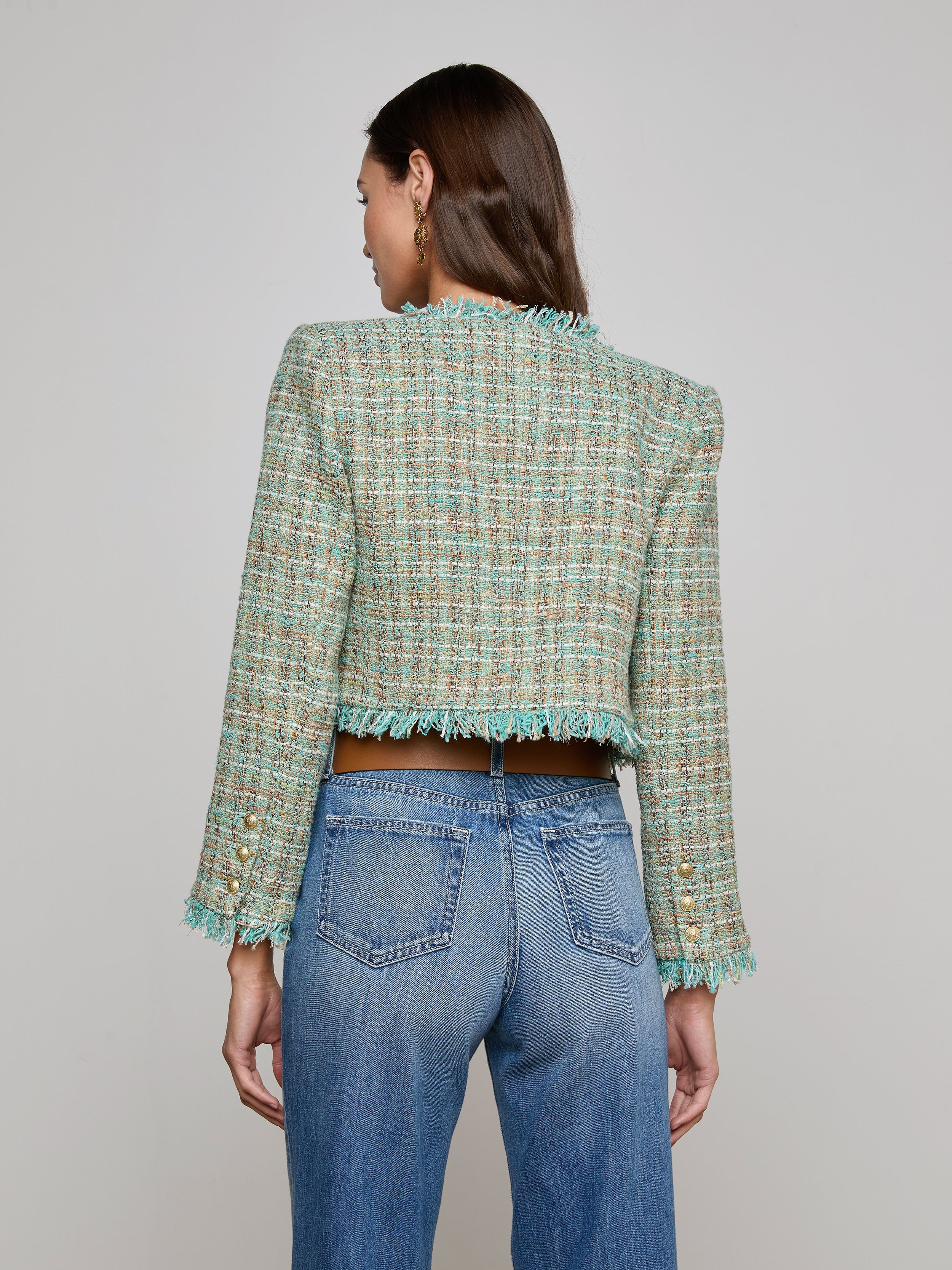 L'Agence Clydie Collarless Crop Blazer