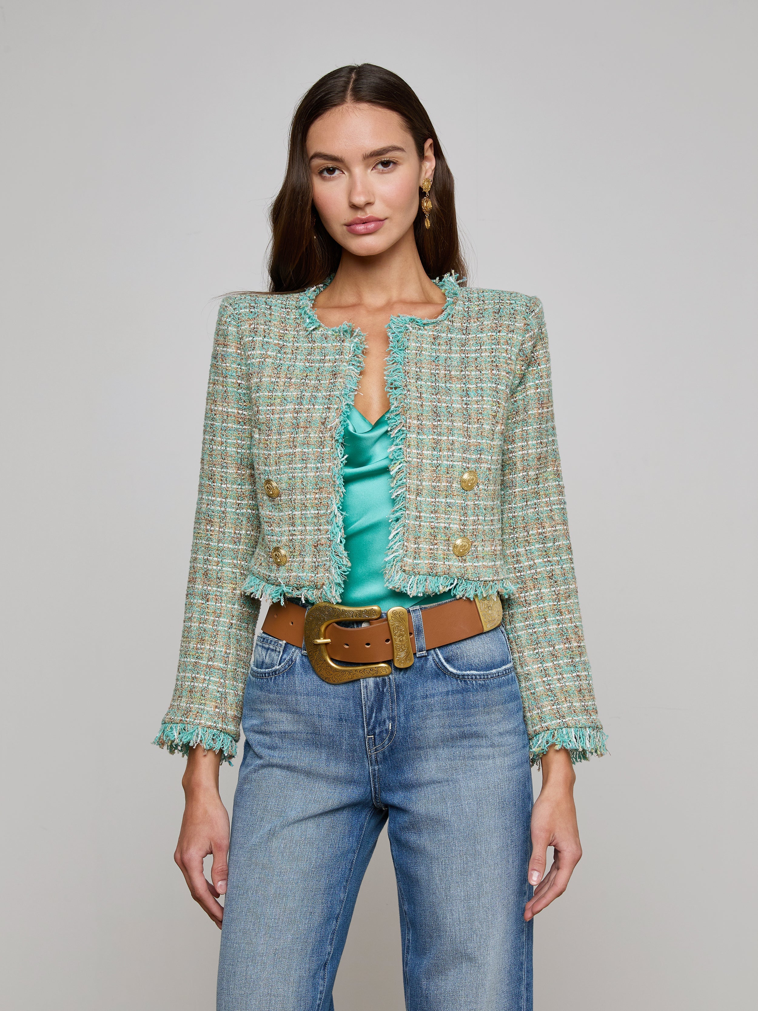 L'Agence Clydie Collarless Crop Blazer