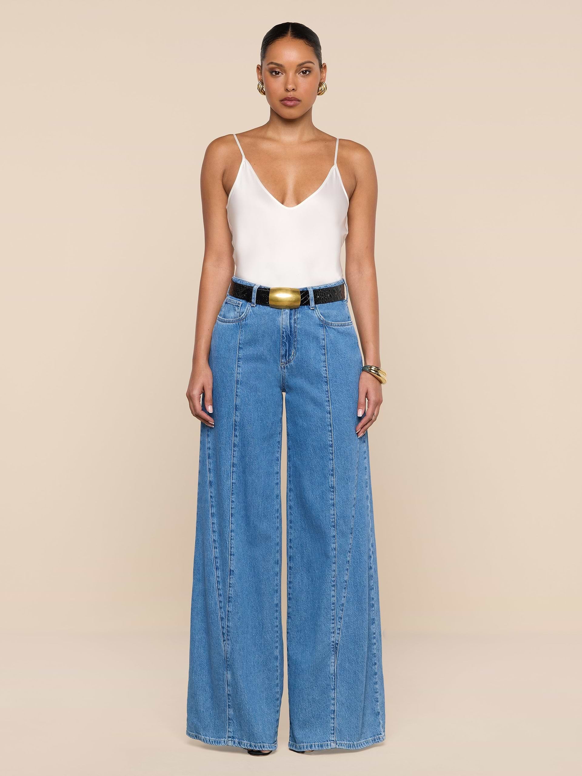 L'Agence Niles Twist Wide Leg Jeans in Torsten