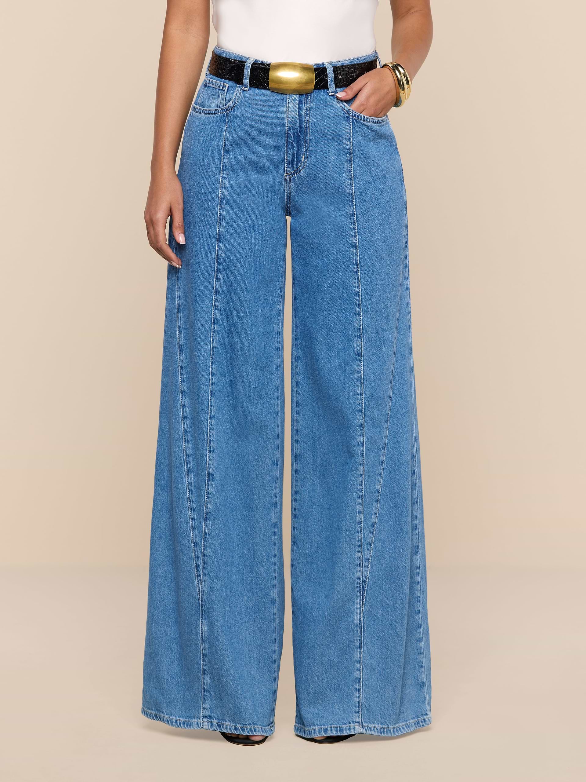 L'Agence Niles Twist Wide Leg Jeans in Torsten