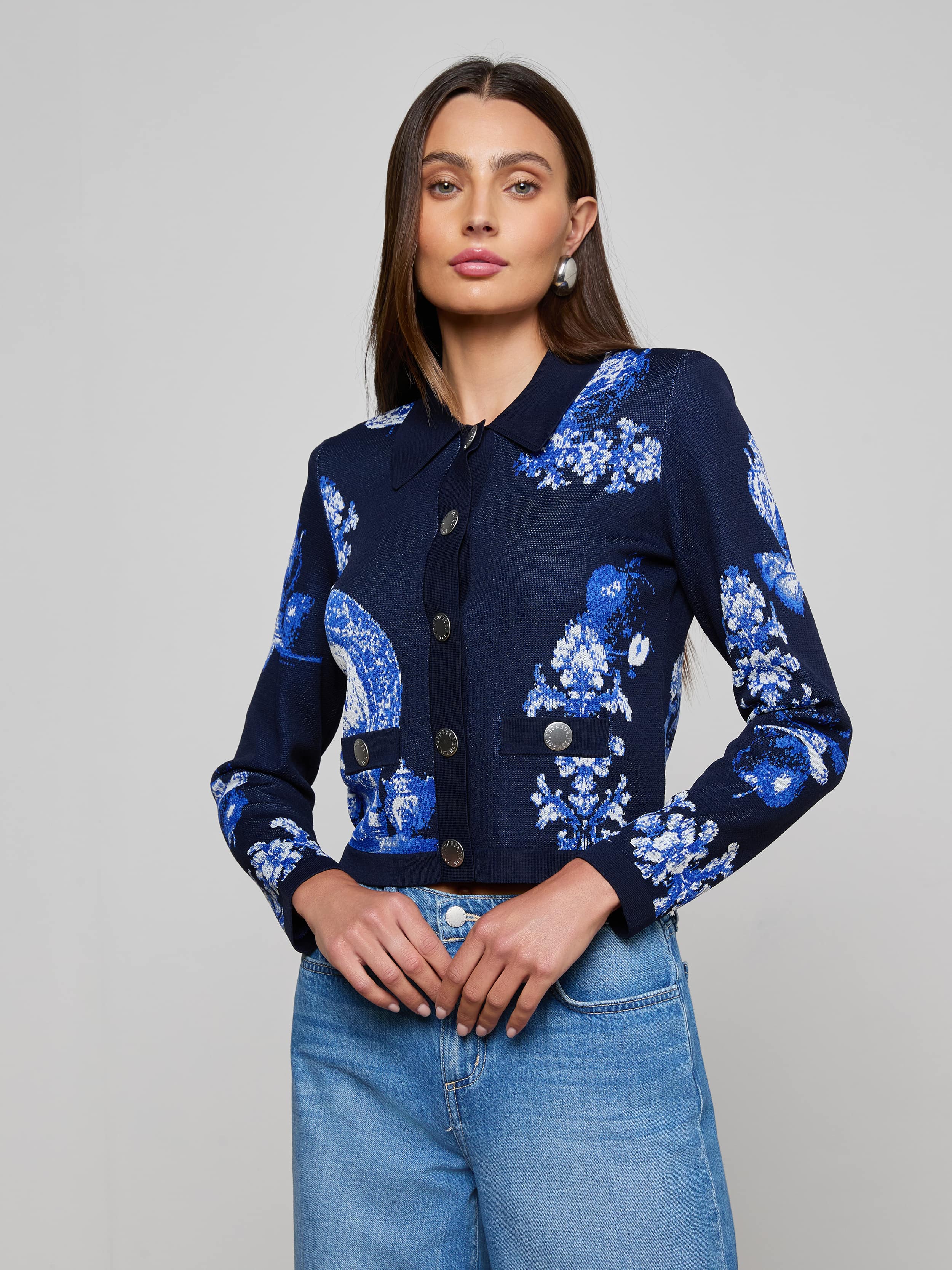 L'Agence Osiris Jacquard Cardigan 80111NXO2