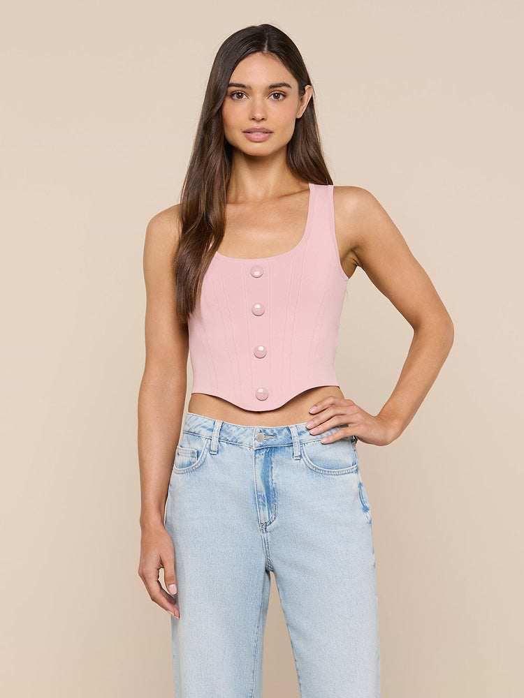 L'Agence Dove Scoop Neck Knit in Misty Pink
