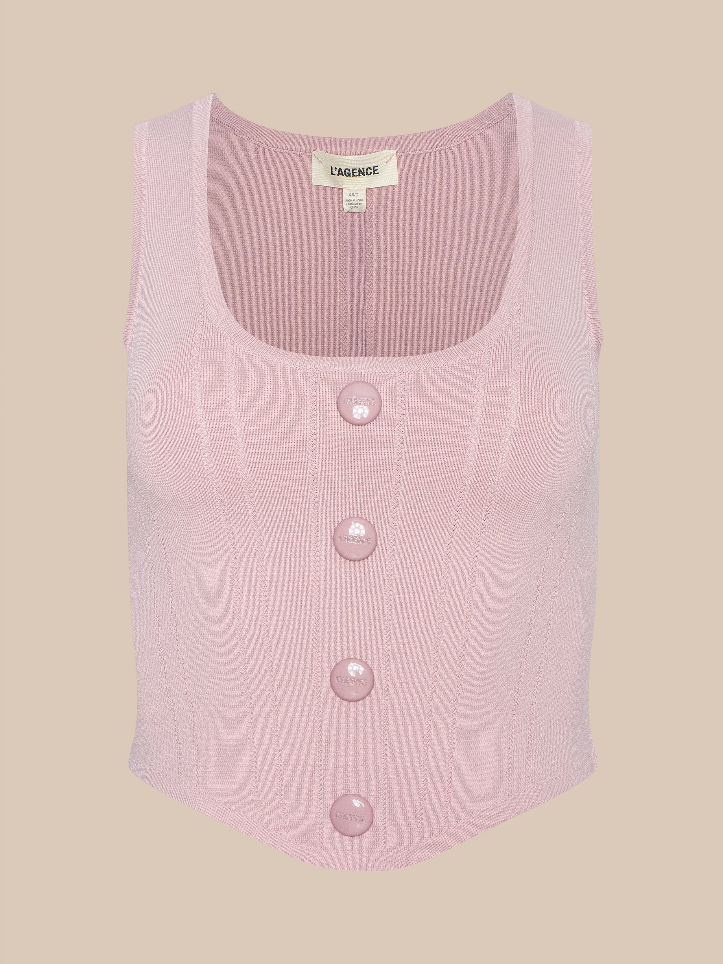 L'Agence Dove Scoop Neck Knit in Misty Pink