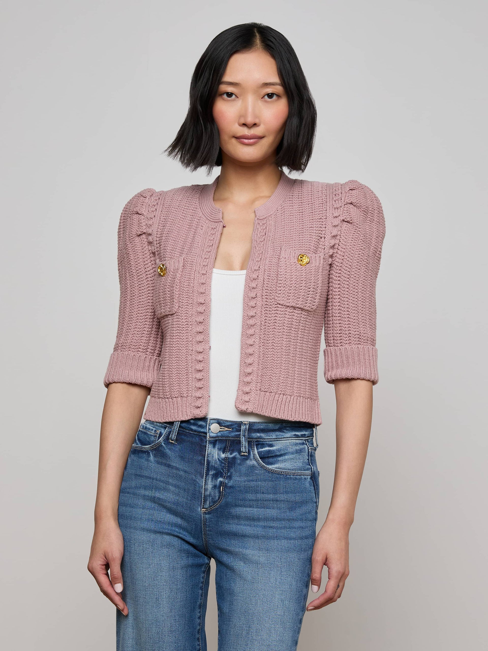 L'Agence Delilah Crop Textured Cardi