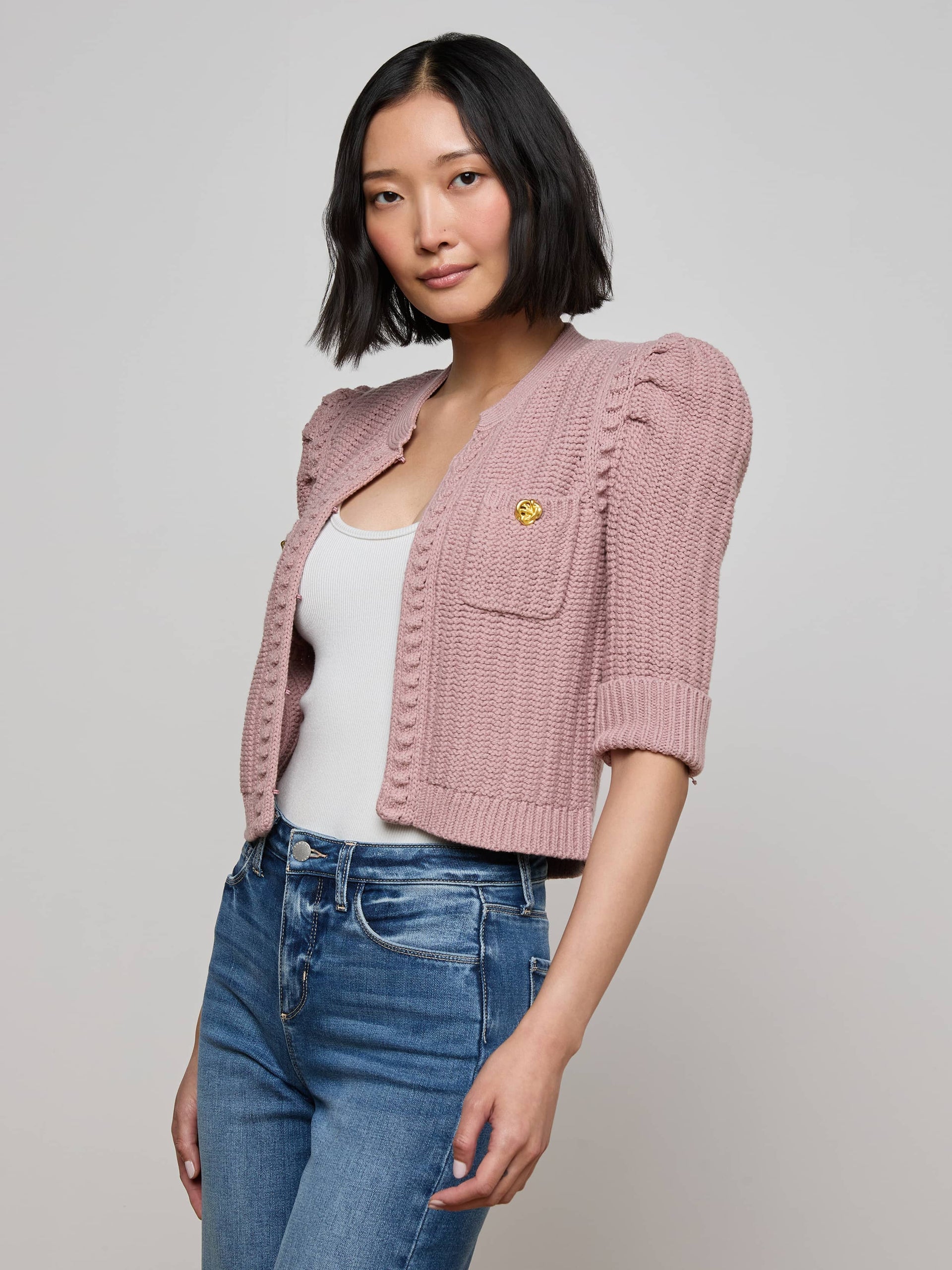 L'Agence Delilah Crop Textured Cardi
