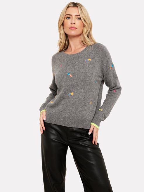 Brodie Shooting Star Jumper in Mid Grey