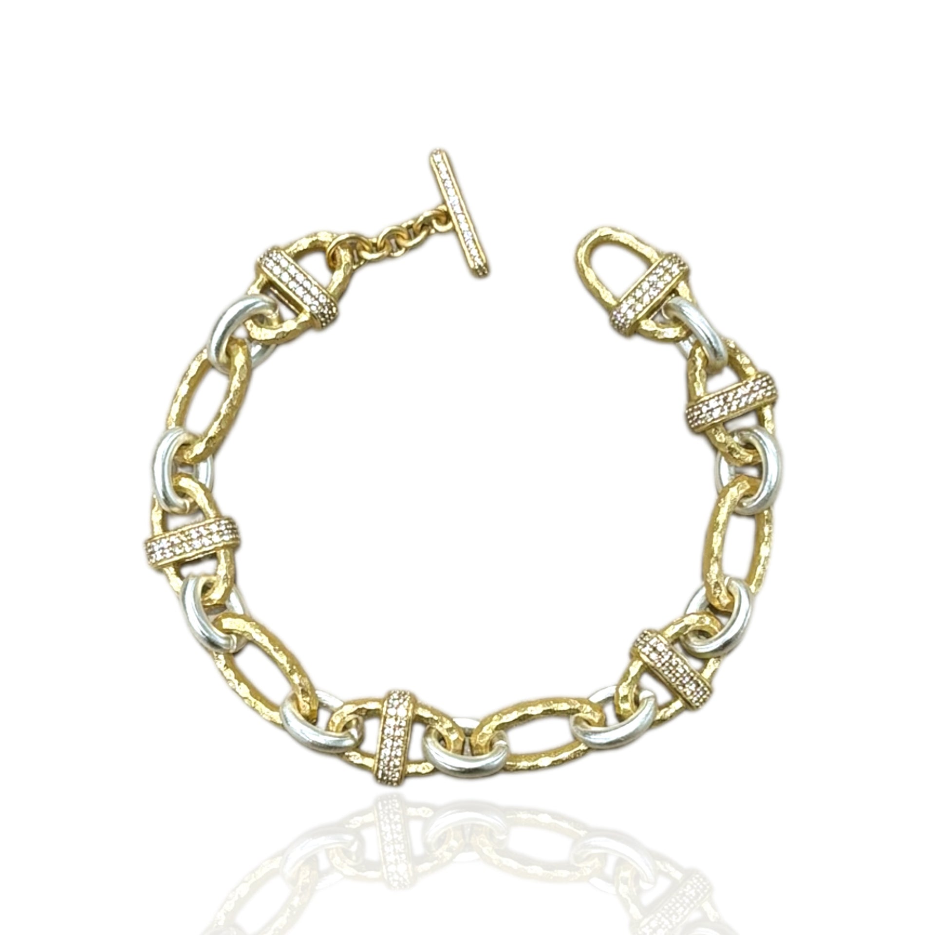 TAT2 B403 Pave Ravelle Hammered Chain Bracelet