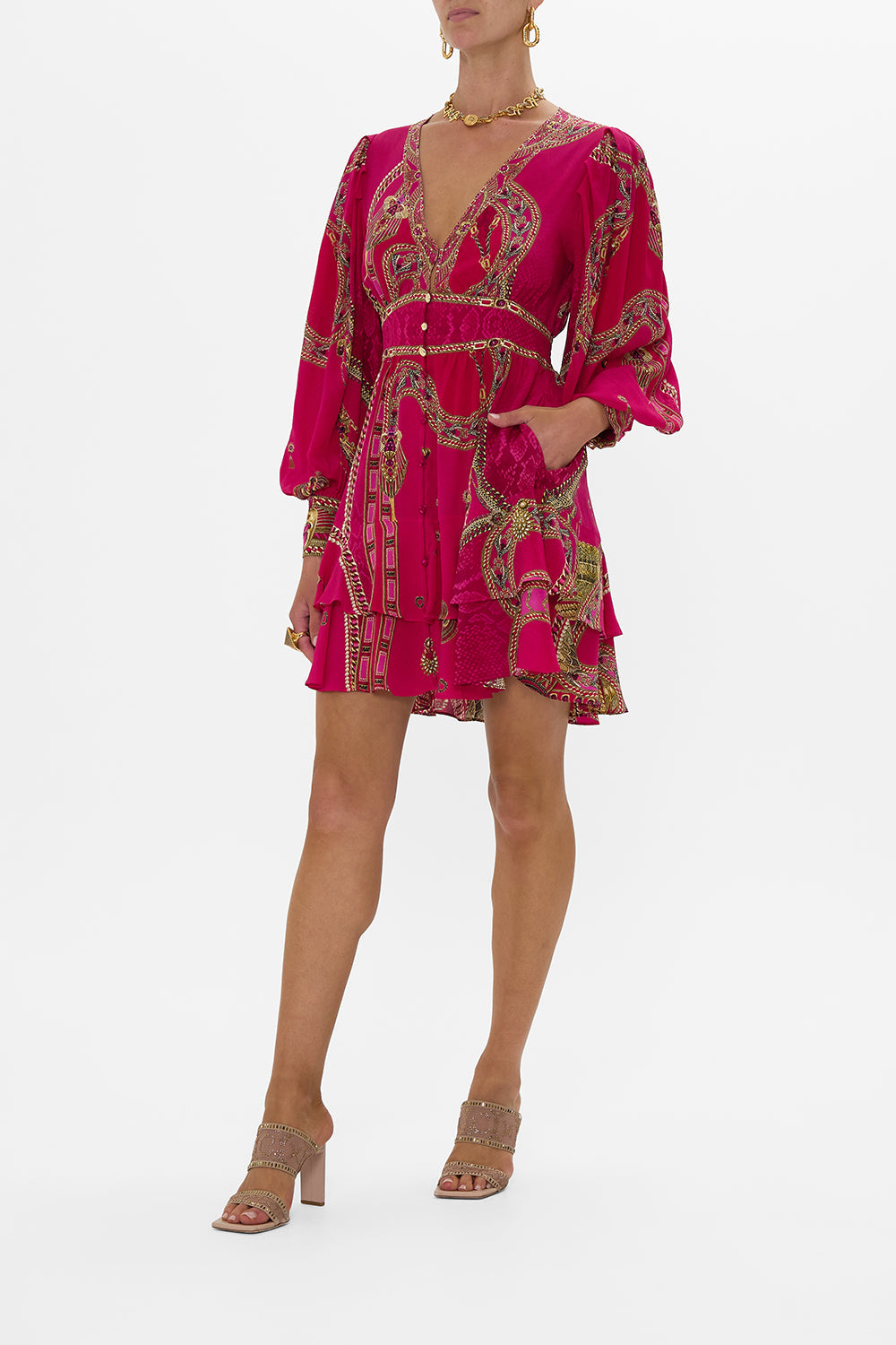 Camilla Front Frill Dress in Pink - Kissed By A Cobra