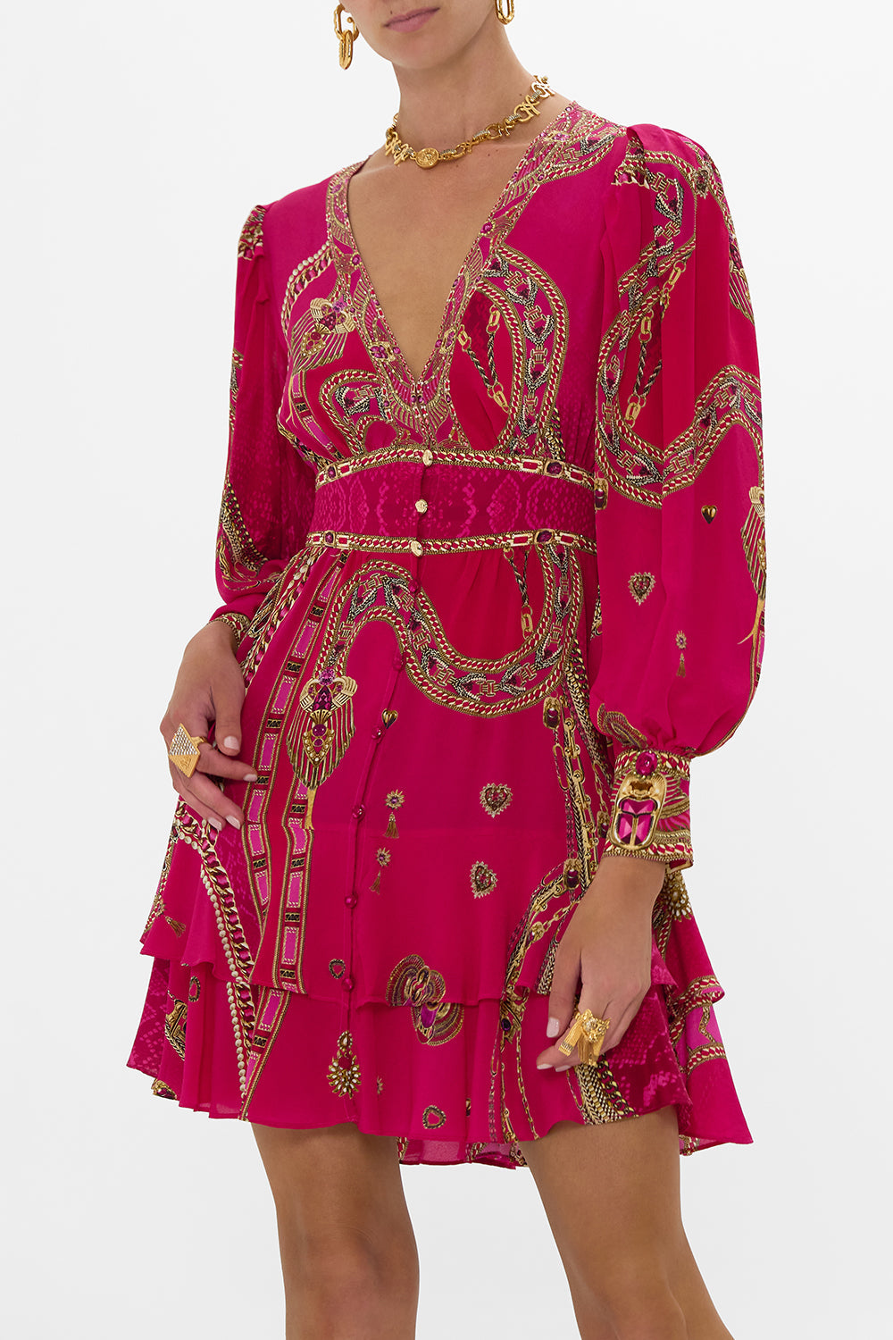 Camilla Front Frill Dress in Pink - Kissed By A Cobra