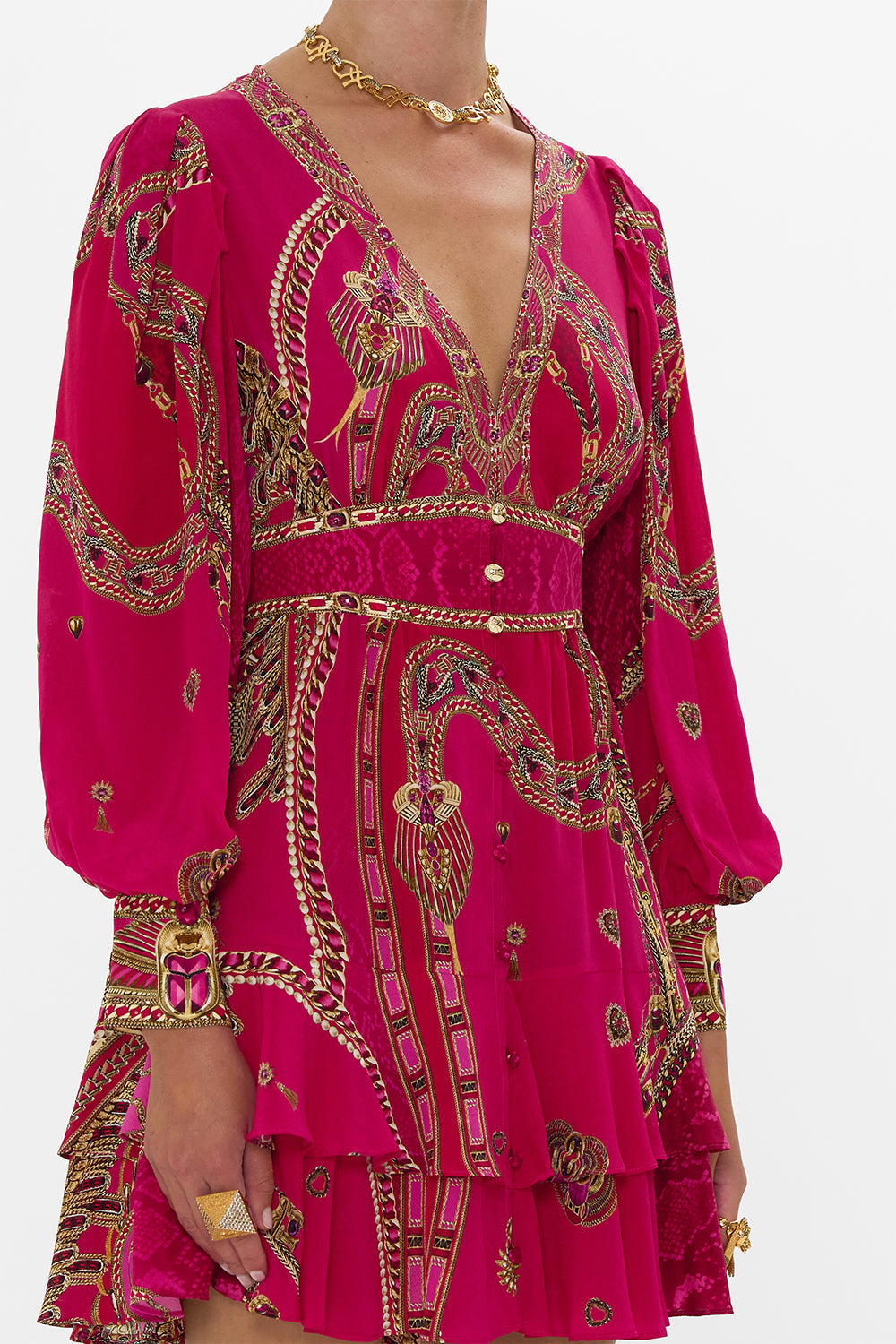 Camilla Front Frill Dress in Pink - Kissed By A Cobra