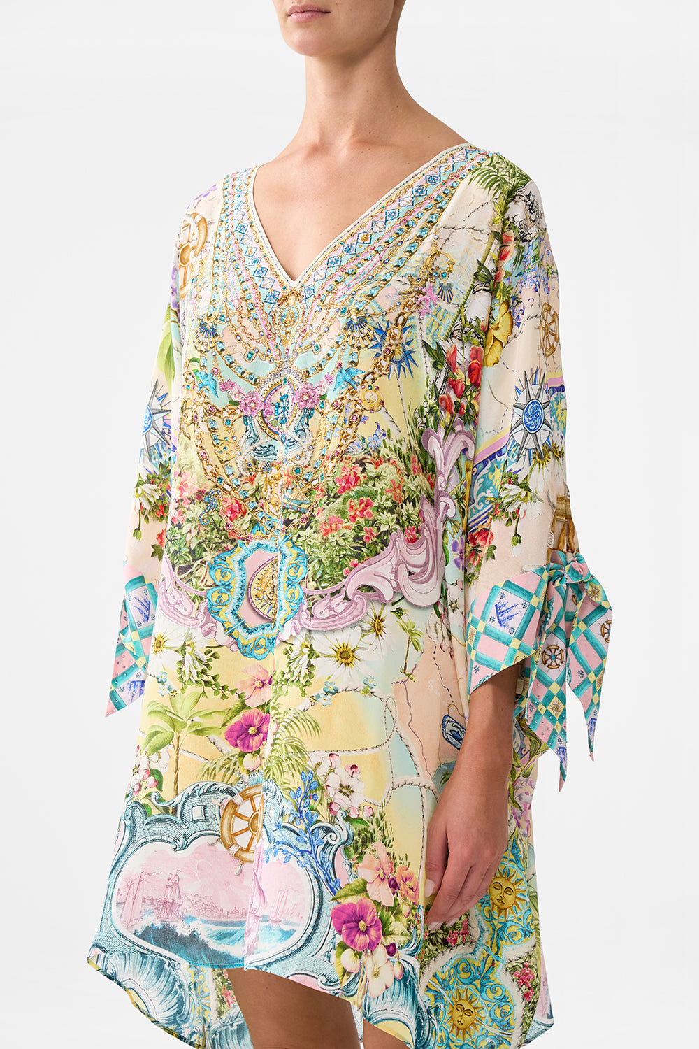 Camilla Tie Sleeve Short V Kaftan 34714